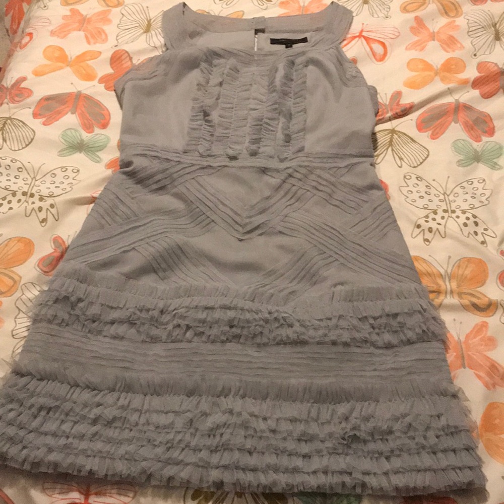 BCBG Maxazria Pewter Tulle detailed cocktail dress